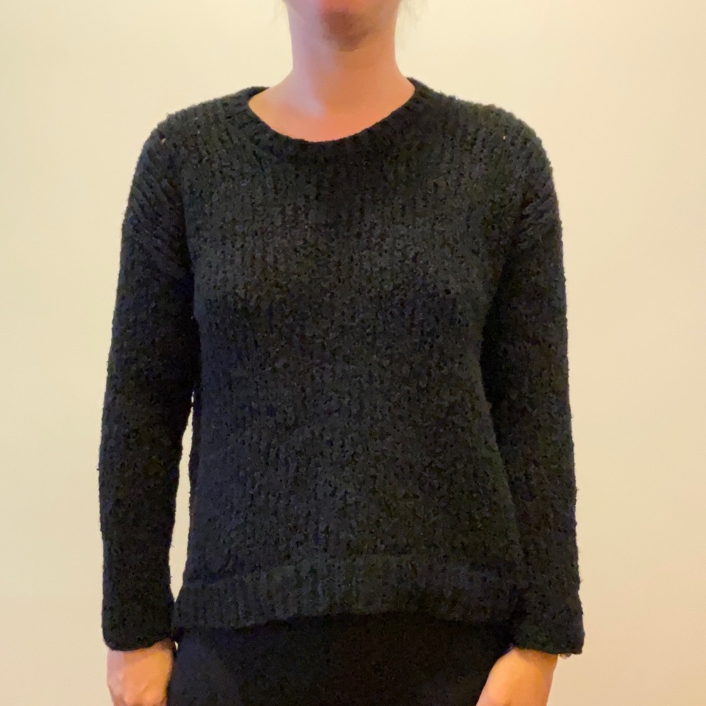 Eileen Fisher black structured sweater size small organic cotton